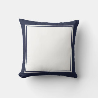Einfache Midnight Blue und White Frame Kissen