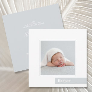 Einfache Minimal Baby Foto Geburtsankündigung Einladung