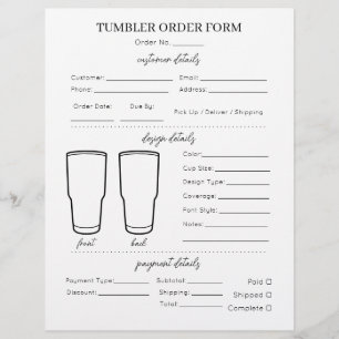 Einfache Minimal Basic Tumbler Tasse Cup Bestellfo Flyer