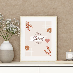 Einfache Minimal Boho Kunstleaf Herz Zuhause Sweet Poster
