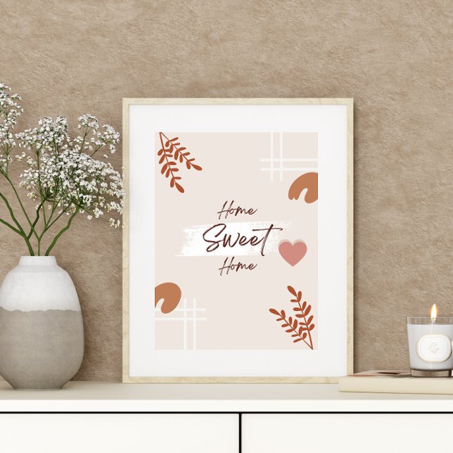 Einfache Minimal Boho Kunstleaf Herz Zuhause Sweet Poster (Von Creator hochgeladen)