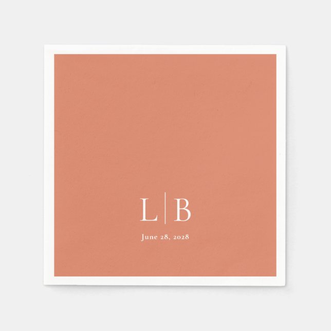 Einfache Minimal Citrus Orange Hochzeit Serviette (Vorderseite)