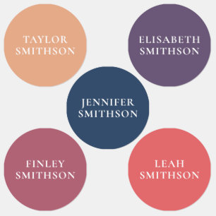 Einfache Minimal Coral Navy Blue Individuelle Name Etiketten