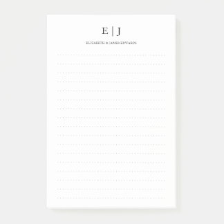 Einfache Minimal Couple Monogram Dotlines Post-it Klebezettel