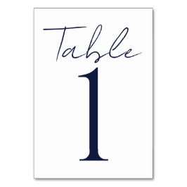 Einfache Minimal Dunkelblauer Text Hochzeit Tischnummer