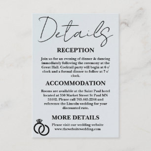 Einfache Minimal-Eintrittskarte für Hochzeitdetail Begleitkarte