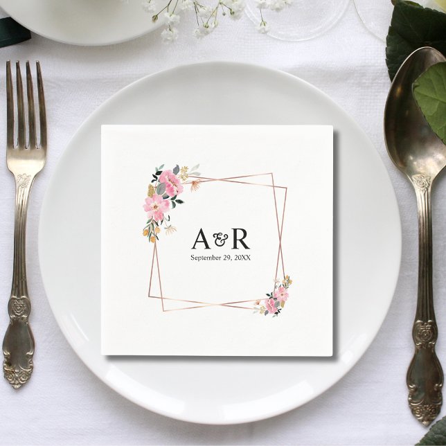 Einfache Minimal-Elegant-Monogram-Hochzeit Serviette (Simple minimal elegant monogram initials wedding napkins add refined style to wedding receptions.)