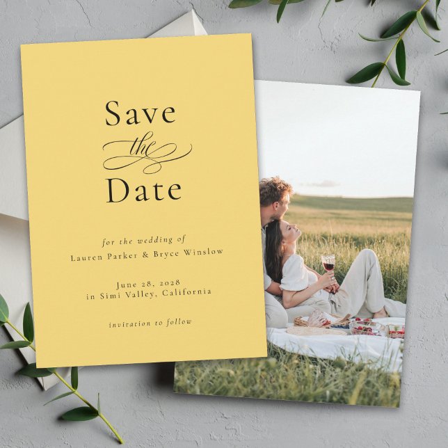 Einfache Minimal Elegante Hochzeit Save the Date Einladung (Von Creator hochgeladen)