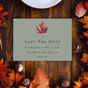 Einfache Minimal Fall Sage Grüne Hochzeit Save The Date