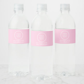 Einfache Minimal-Firmenlogo Rosa Wasserflaschenetikett