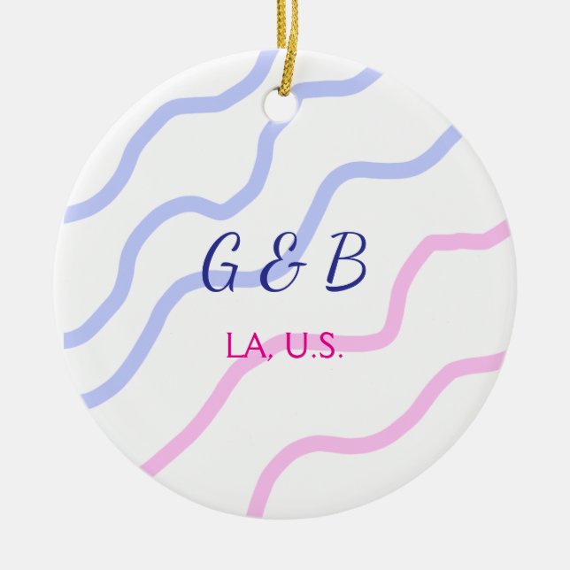 Einfache MINIMAL Fügen Sie Ihrem Paar den Namen St Keramik Ornament (Vorne)