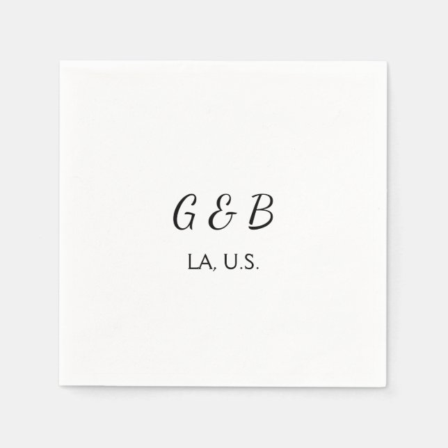 Einfache MINIMAL Fügen Sie Ihrem Paar den Namen St Serviette (Vorderseite)