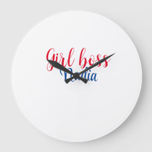 einfache minimal Girl Boss Namenstext Bild Geschäf Große Wanduhr