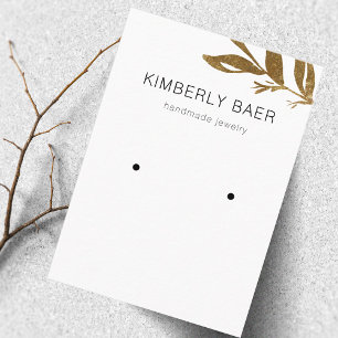 Einfache Minimal Gold Greenery Weißer Ohrring-Anze Visitenkarte