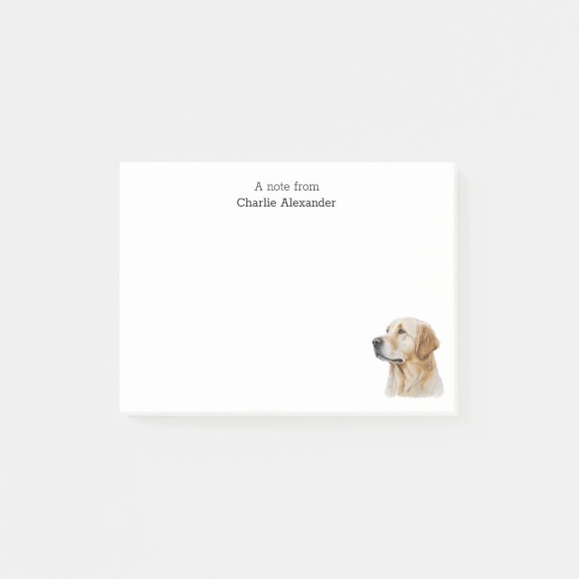 Einfache Minimal Golden Retriever Personalisiert Post-it Klebezettel (Vorderseite)