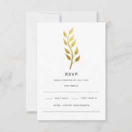 Einfache Minimal-Goldleaf-Hochzeit RSVP Karte