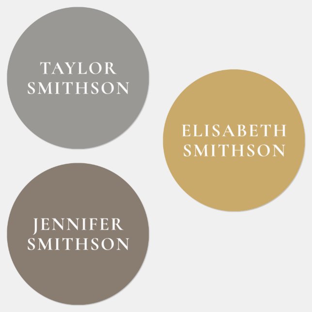Einfache Minimal Gray Ochre Taupe Individuelle Nam Etiketten (Gruppe)
