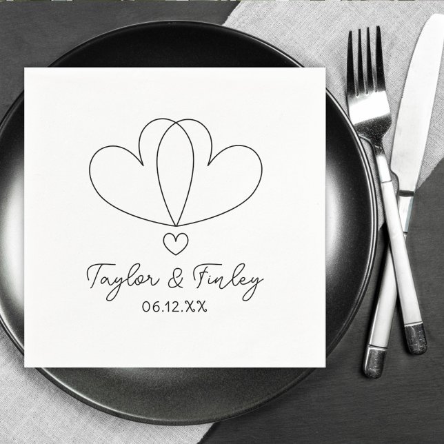 Einfache Minimal Heart Moderne Individuelle Namen  Serviette (Von Creator hochgeladen)
