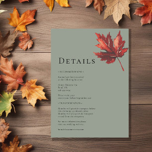Einfache Minimal-Herbst-Sage-Grün-Hochzeitsdetails Begleitkarte