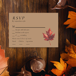 Einfache Minimal-Herbst-Terrakotta-Hochzeitsmenü R RSVP Karte