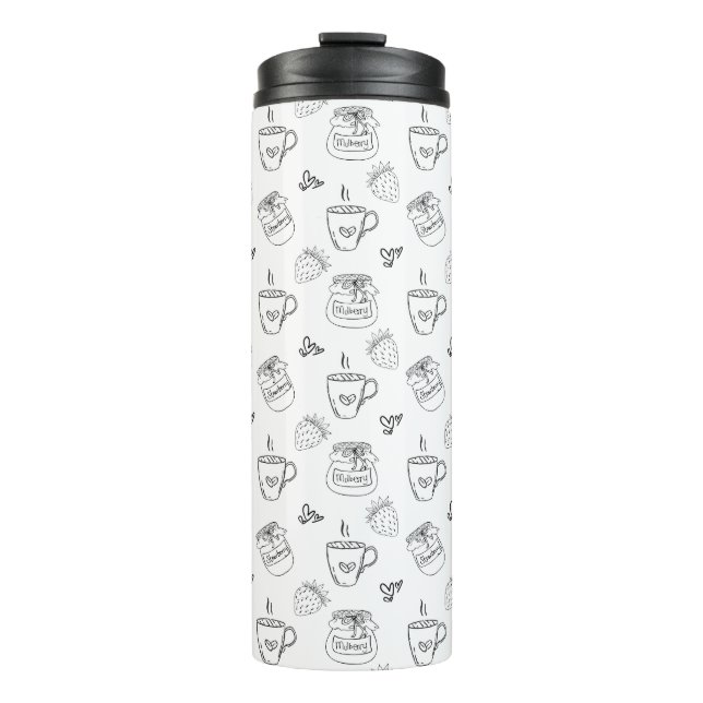 Einfache Minimal Kaffee Erdbeere Weiß Thermosbecher (Vorderseite)