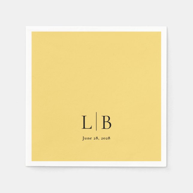 Einfache Minimal Lemon Drop Gelbe Hochzeit Serviette (Vorderseite)