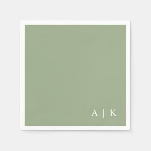Einfache Minimal-Monogramm Grüne Hochzeit Serviette