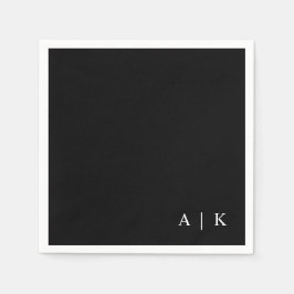Einfache Minimal-Monogramm-Schwarz-Custom-Hochzeit Serviette