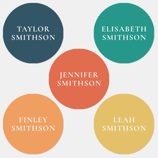 Einfache Minimal Retro Colors Individuelle Name Sc Etiketten (Gruppe)