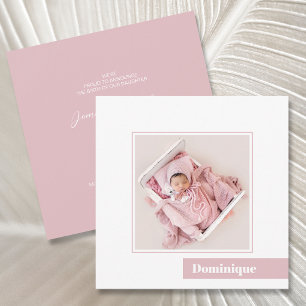 Einfache Minimal Rosa Foto Geburtsankündigung Einladung