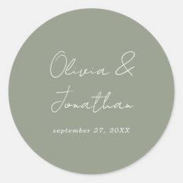 Einfache Minimal-Sage Grüne Skriptereihe Runder Aufkleber