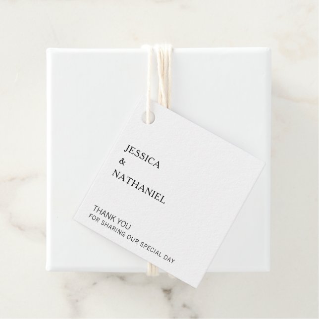 Einfache Minimal Schwarz/Weiß Moderne Hochzeit Geschenkanhänger (Beispiel)