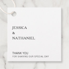 Einfache Minimal Schwarz/Weiß Moderne Hochzeit Geschenkanhänger