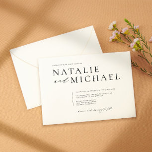 Einfache Minimal Schwarz/Weiß Moderne Square Hochz Einladung