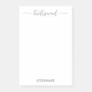 Einfache Minimal Script Bridesmaid Geschenk Post-it Klebezettel