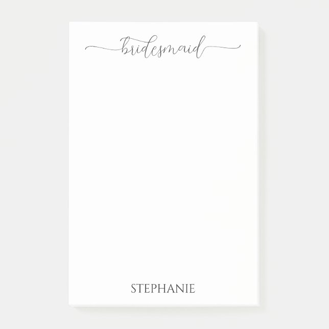 Einfache Minimal Script Bridesmaid Geschenk Post-it Klebezettel (Vorderseite)