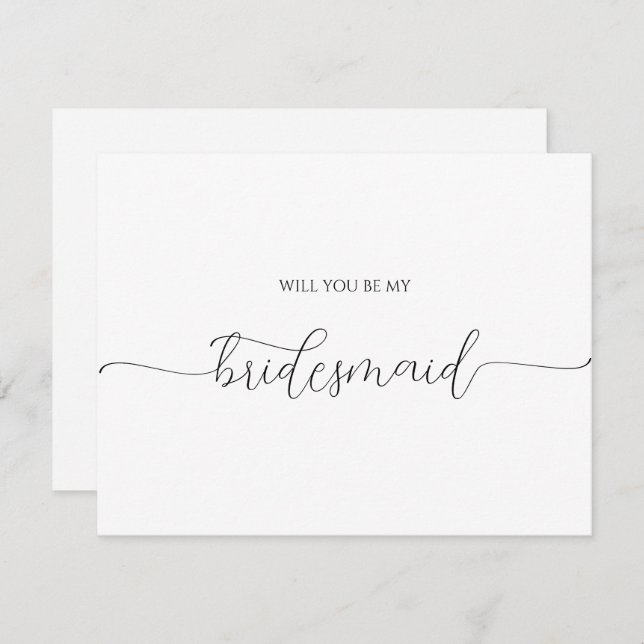 Einfache Minimal Script Bridesmaid Vorschlagskarte (Vorne/Hinten)