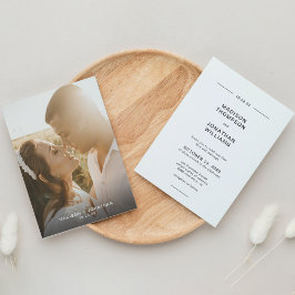 Einfache Minimal-Script-Foto-Hochzeit Einladung