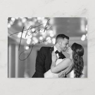 Einfache Minimal-Script-Hochzeit Danke Postkarte