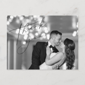 Einfache Minimal-Script-Hochzeit Danke Postkarte