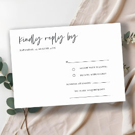 Einfache Minimal-Script-Kalligrafie-Hochzeit RSVP Begleitkarte