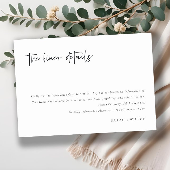 Einfache Minimal-Script-Kalligrafie-Hochzeitdetail Begleitkarte (Von Creator hochgeladen)