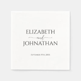 Einfache Minimal-Script Schwarz & Weiß Hochzeit Serviette