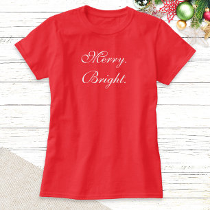 Einfache Minimal Script Text Merry Bright Weihnach T-Shirt