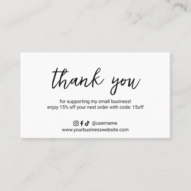 Einfache Minimal Social Media Icons Elegante Moder Rabattkarte (Vorderseite)