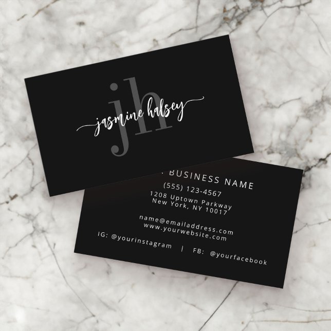 Einfache Minimal Trendy Monogram Business Card Visitenkarte (Von Creator hochgeladen)
