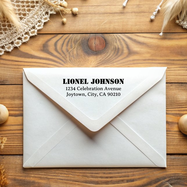 Einfache Minimal-Typografie-Stencil-Rücksendeadres Gummistempel (Von Creator hochgeladen)