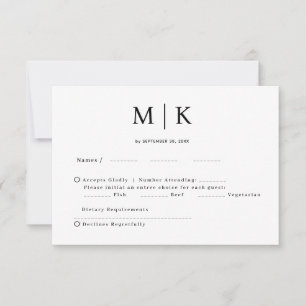 Einfache Minimal und Chic Hochzeit RSVP Karte