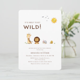 Einfache Minimal Wild Sarafi Tiere Baby Shower  Einladung