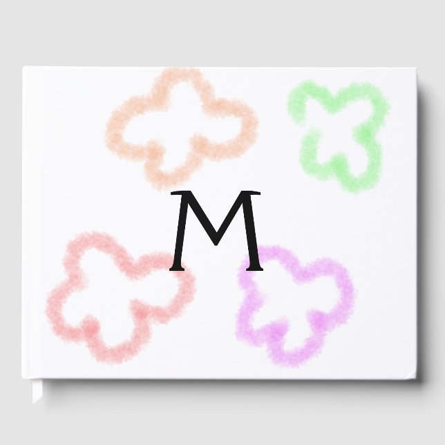 Einfache minimale Aquarellflorale Monogramm Gästebuch (Vorderseite)